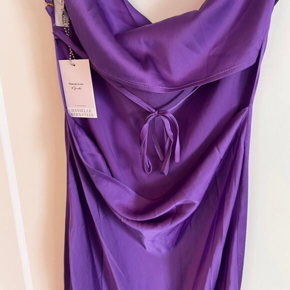 NWT Danielle Bernstein Purple Evening Stretch Charmeuse Slip Dress Size Small - Picture 7 of 15